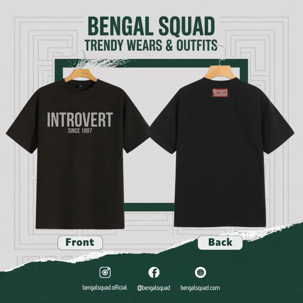 Introvert-01 Dropsholder unisex t-shirt from Bengal Squad. 200 gsm premium cotton minimal print.