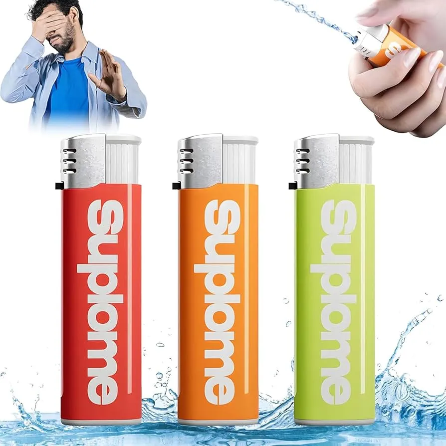 Funny prank spray lighter toy that looks real but sprays water instead of flame. Available in red, green and orange colors.